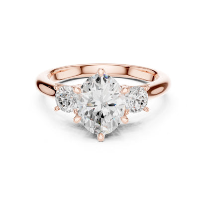 Round Lab Grown Diamond Three-Stone Engagement Ring