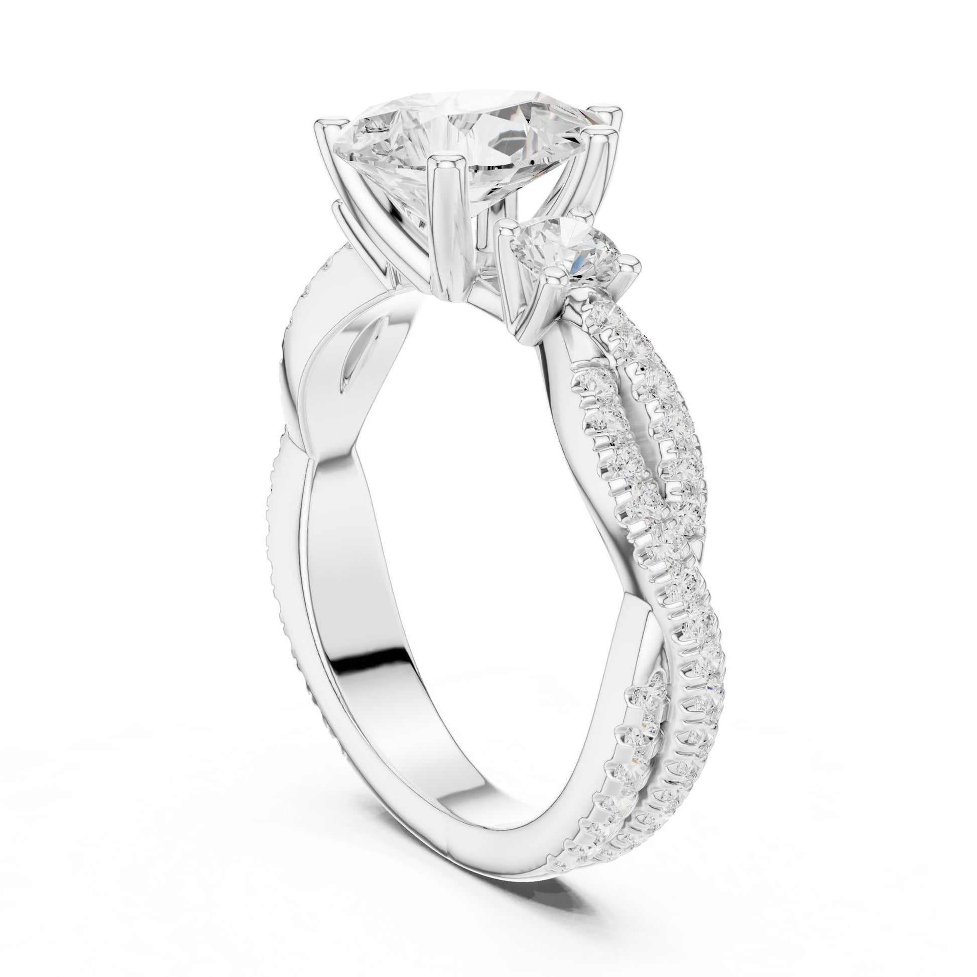Round Lab Grown Diamond Three-Stone Engagement Ring