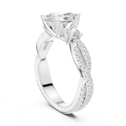 Round Lab Grown Diamond Three-Stone Engagement Ring