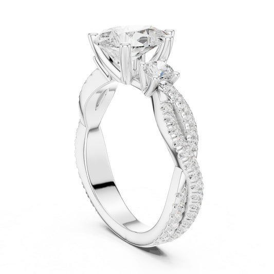 Round Lab Grown Diamond Three-Stone Engagement Ring