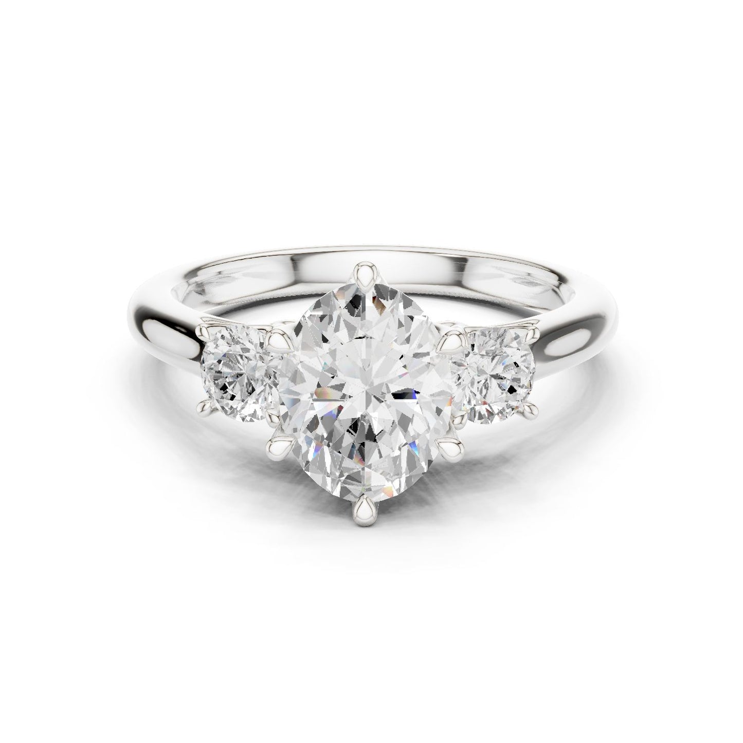 Round Lab Grown Diamond Three-Stone Engagement Ring