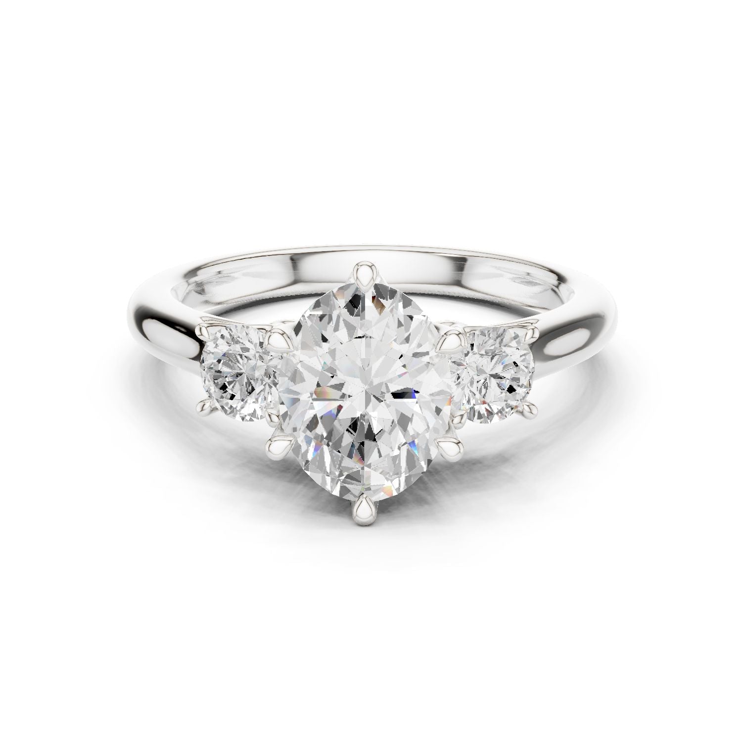 Round Lab Grown Diamond Three-Stone Engagement Ring