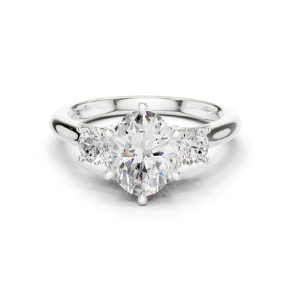 Round Lab Grown Diamond Three-Stone Engagement Ring