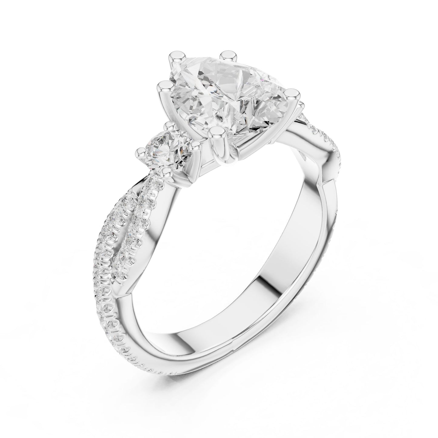 Round Lab Grown Diamond Three-Stone Engagement Ring