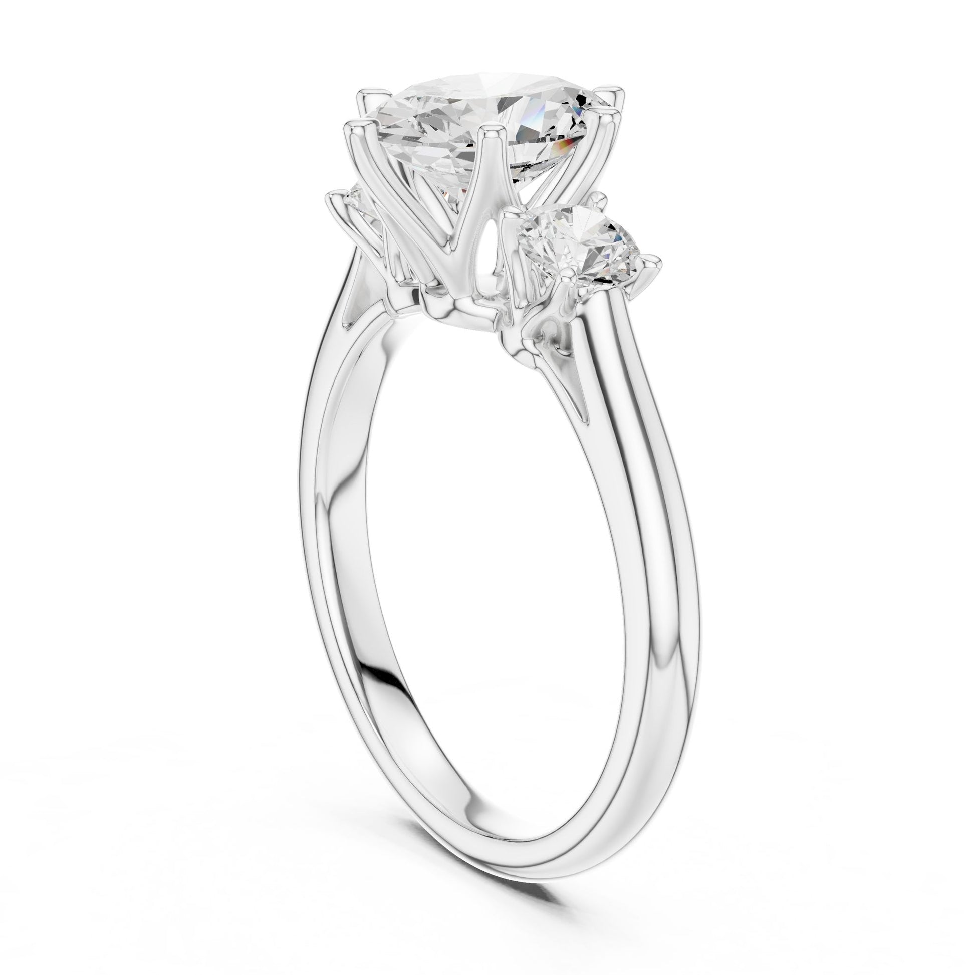 Round Lab Grown Diamond Three-Stone Engagement Ring