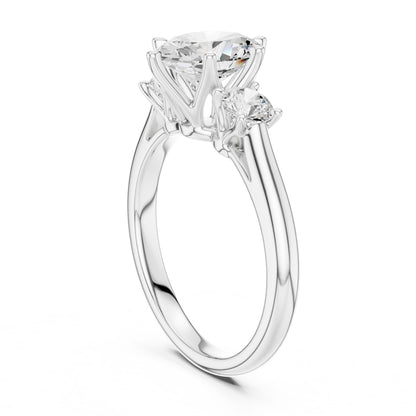 Round Lab Grown Diamond Three-Stone Engagement Ring