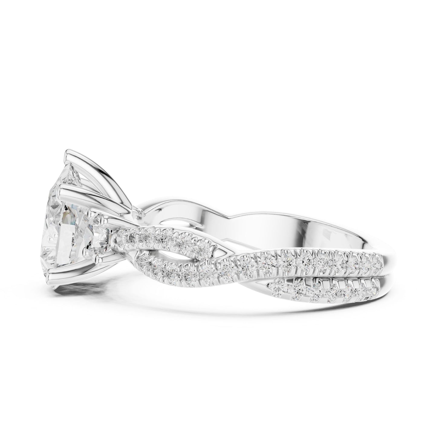 Round Lab Grown Diamond Three-Stone Engagement Ring