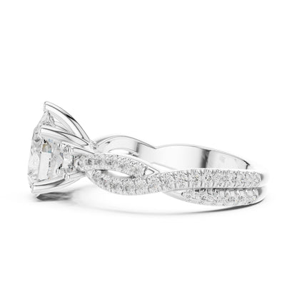 Round Lab Grown Diamond Three-Stone Engagement Ring