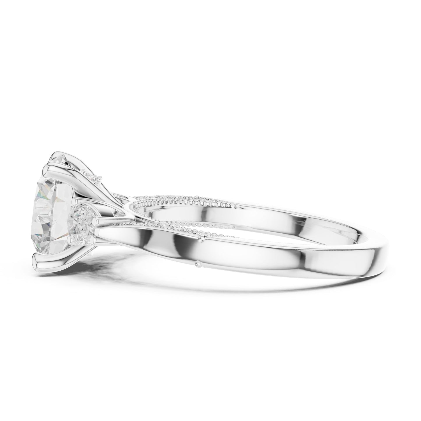 Round Lab Grown Diamond Three-Stone Engagement Ring