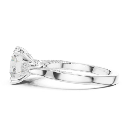 Round Lab Grown Diamond Three-Stone Engagement Ring