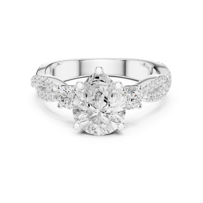 Round Lab Grown Diamond Three-Stone Engagement Ring