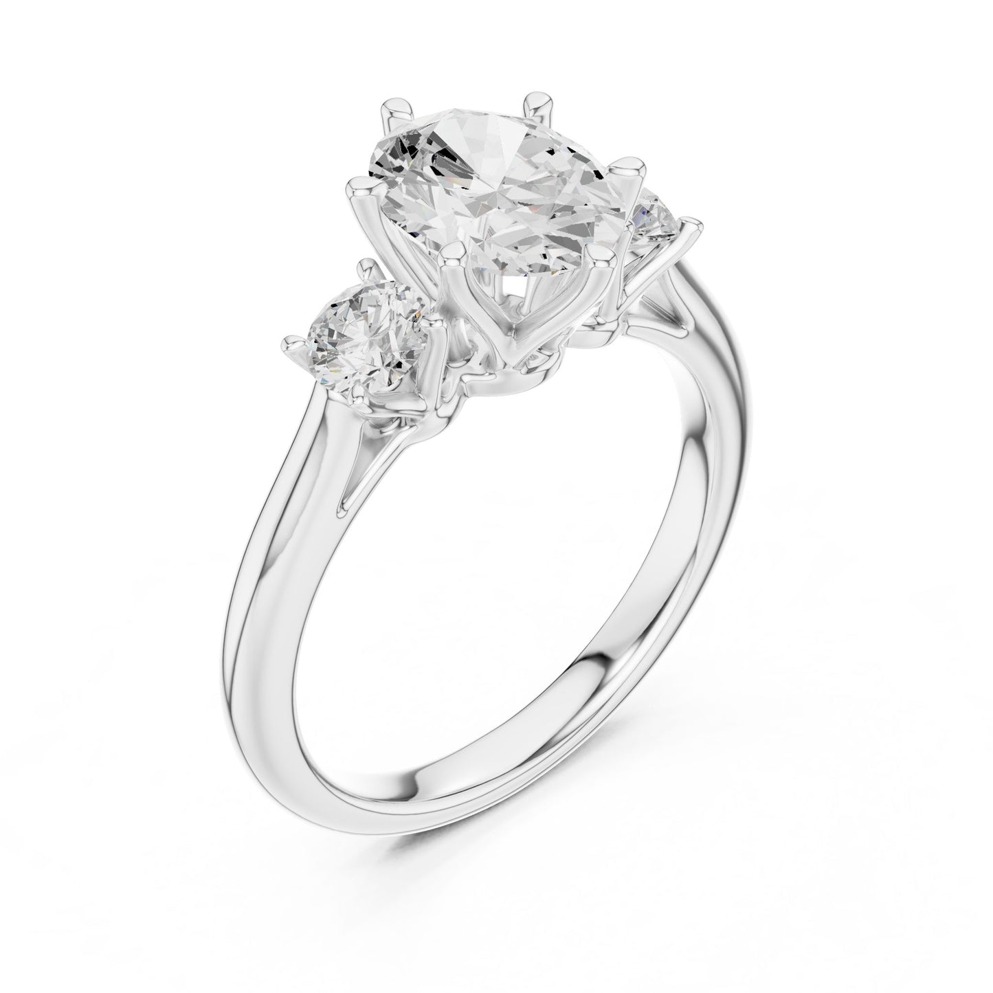 Round Lab Grown Diamond Three-Stone Engagement Ring