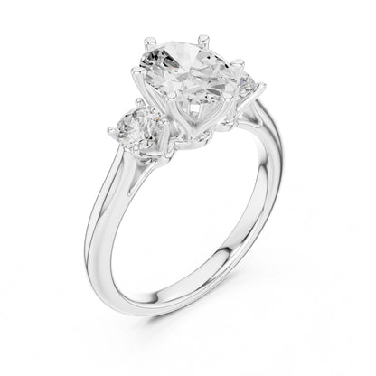 Round Lab Grown Diamond Three-Stone Engagement Ring
