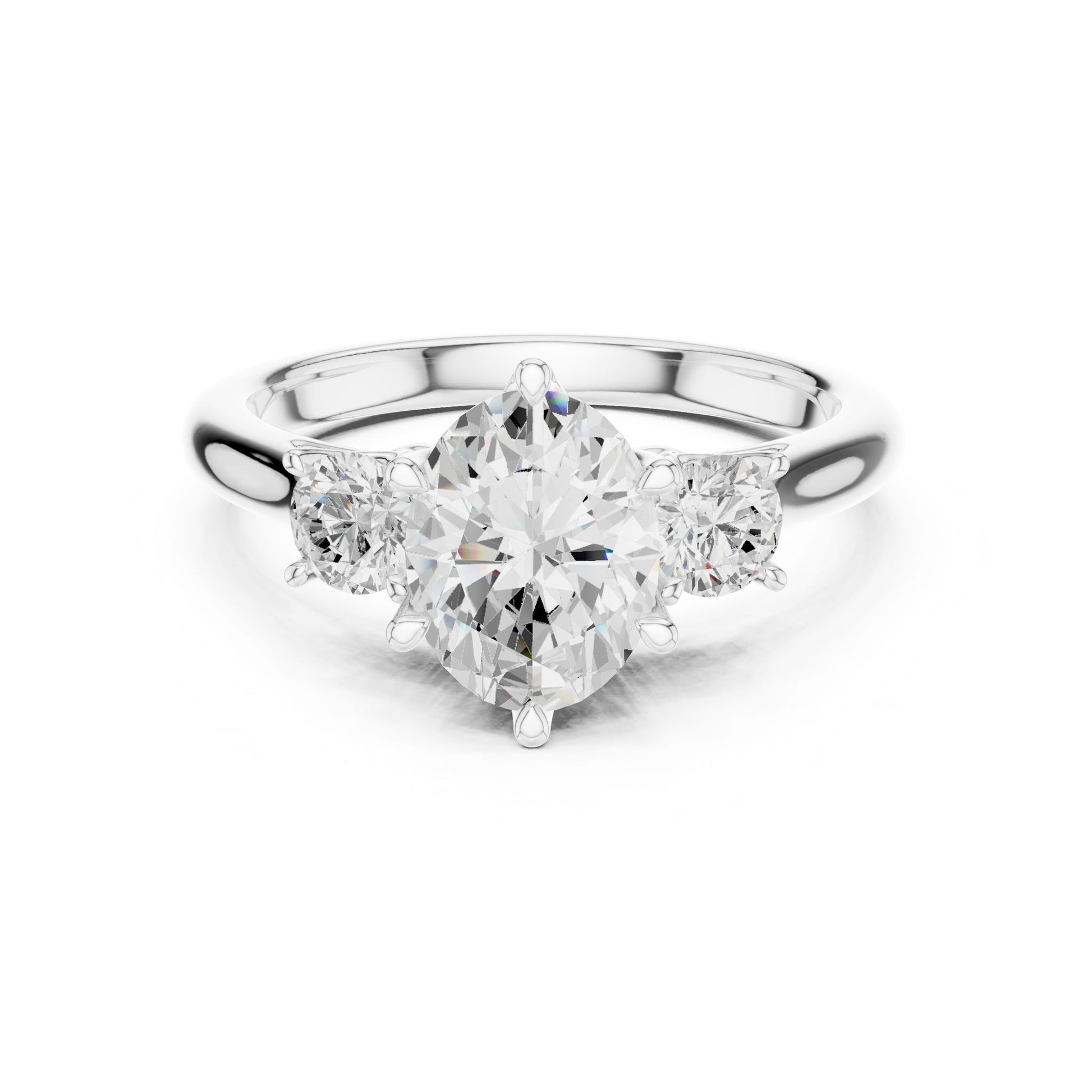Round Lab Grown Diamond Three-Stone Engagement Ring