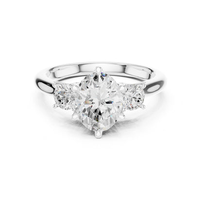 Round Lab Grown Diamond Three-Stone Engagement Ring