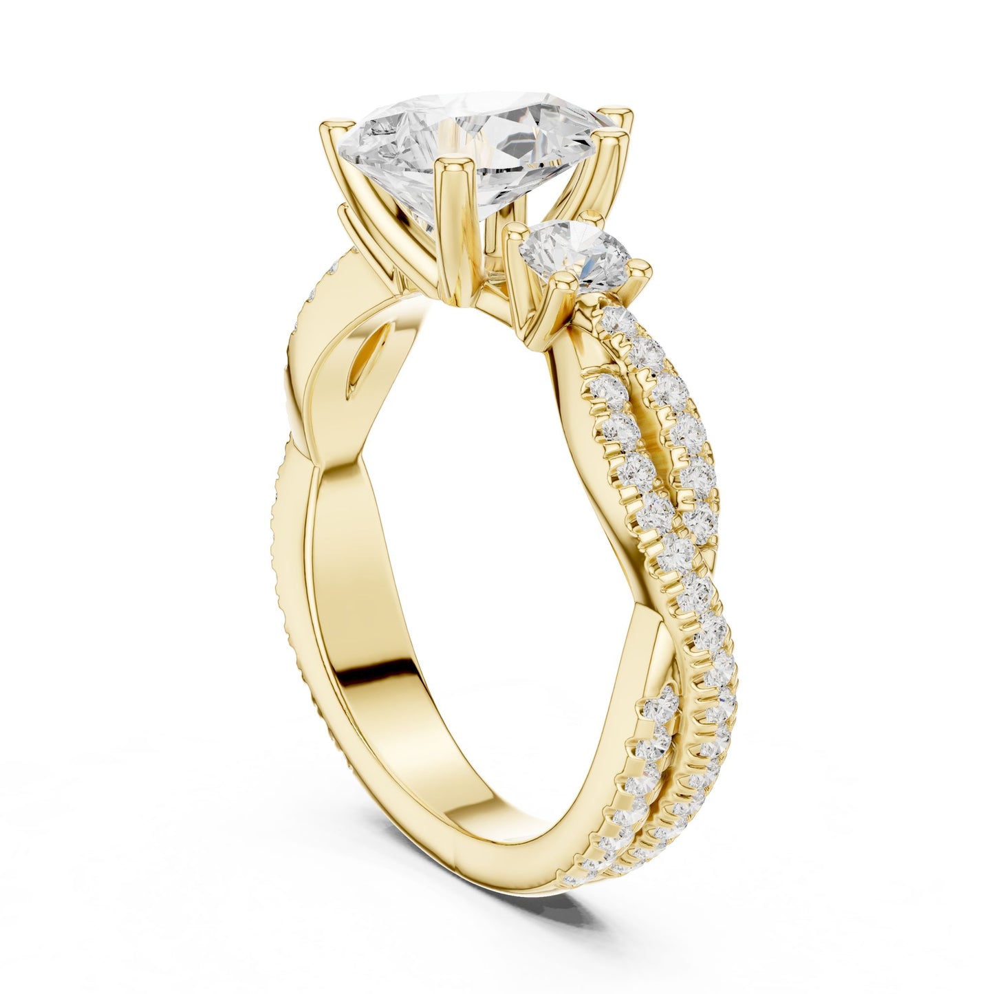 Round Lab Grown Diamond Three-Stone Engagement Ring