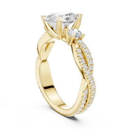 Round Lab Grown Diamond Three-Stone Engagement Ring