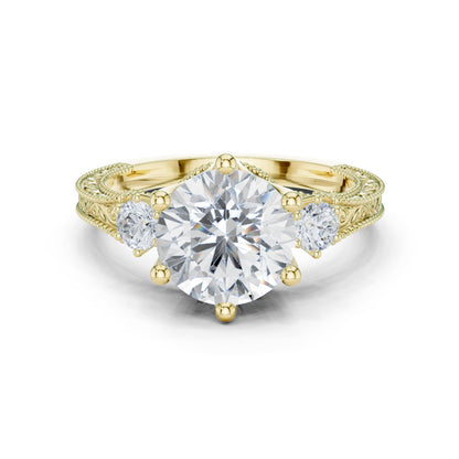 Round Lab Grown Diamond Three-Stone Engagement Ring