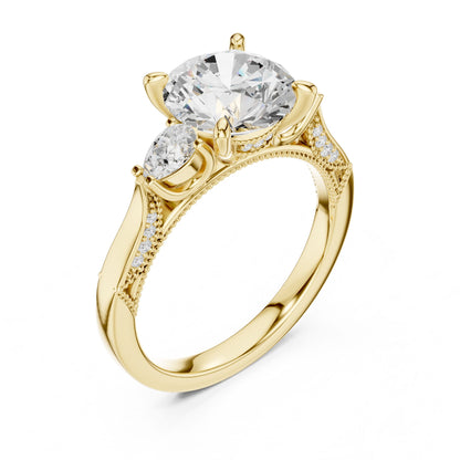 Round Lab Grown Diamond Three-Stone Engagement Ring