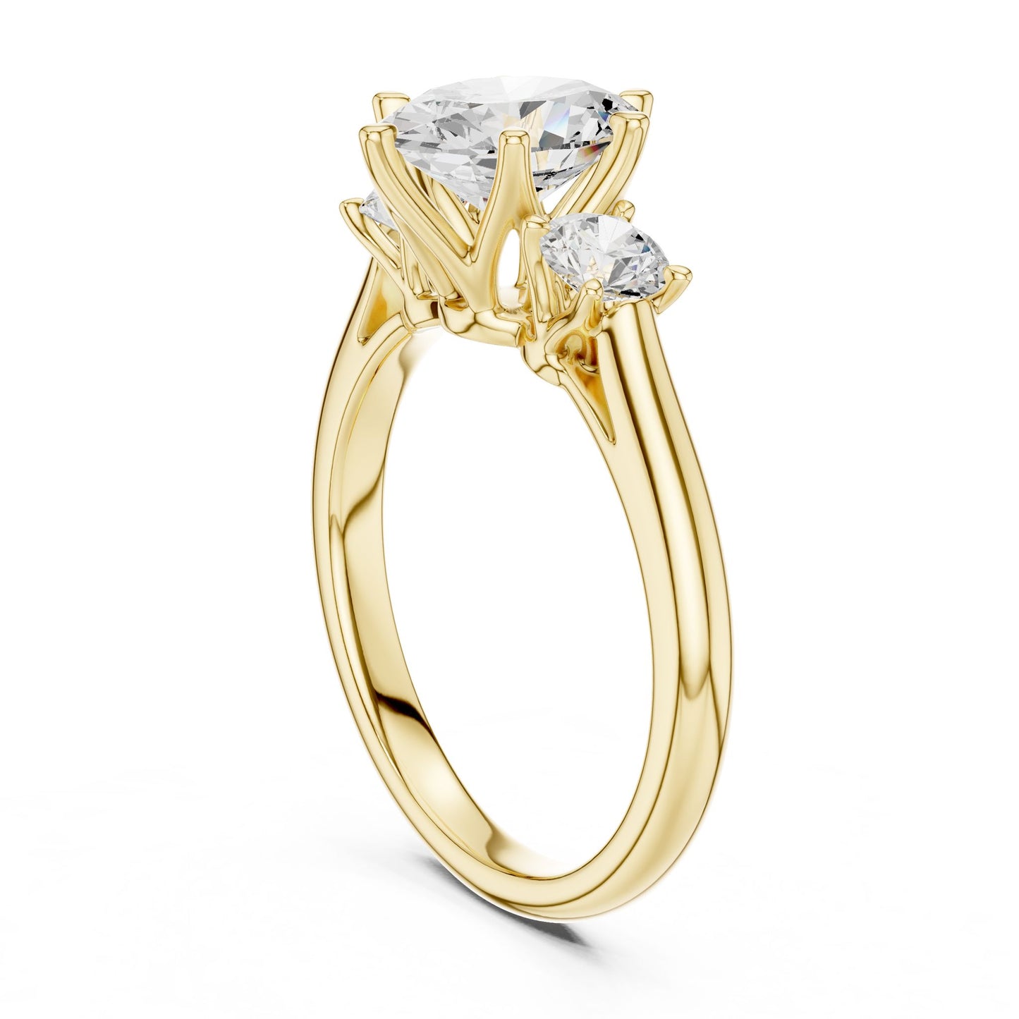 Round Lab Grown Diamond Three-Stone Engagement Ring