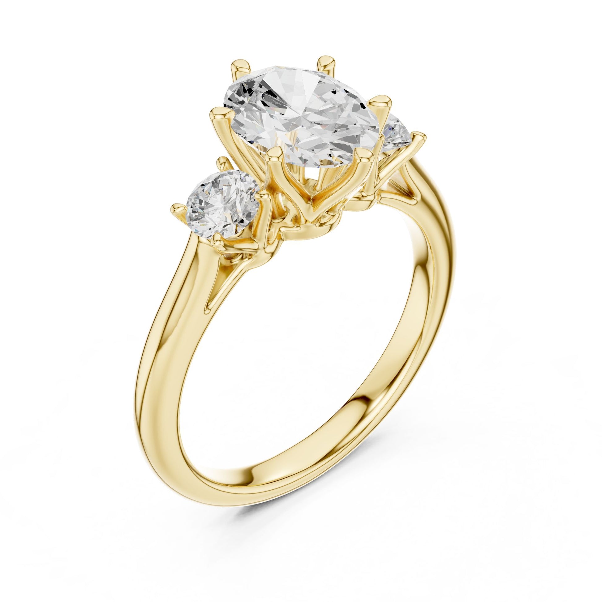 Round Lab Grown Diamond Three-Stone Engagement Ring