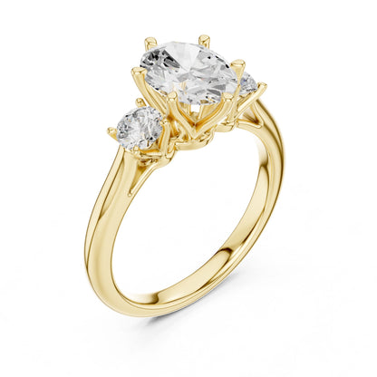 Round Lab Grown Diamond Three-Stone Engagement Ring