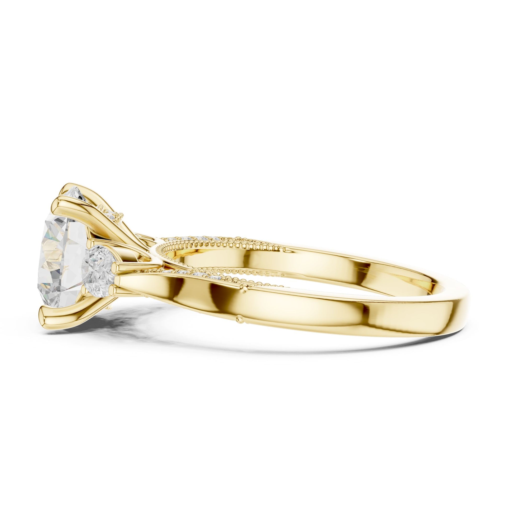 Round Lab Grown Diamond Three-Stone Engagement Ring