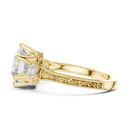 Round Lab Grown Diamond Three-Stone Engagement Ring