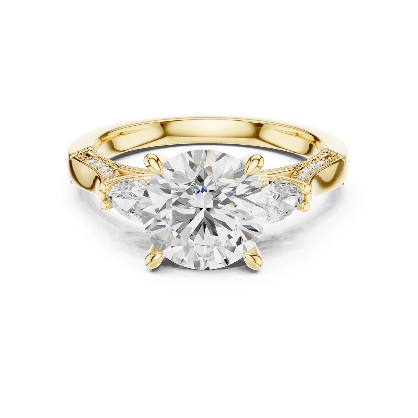 Round Lab Grown Diamond Three-Stone Engagement Ring