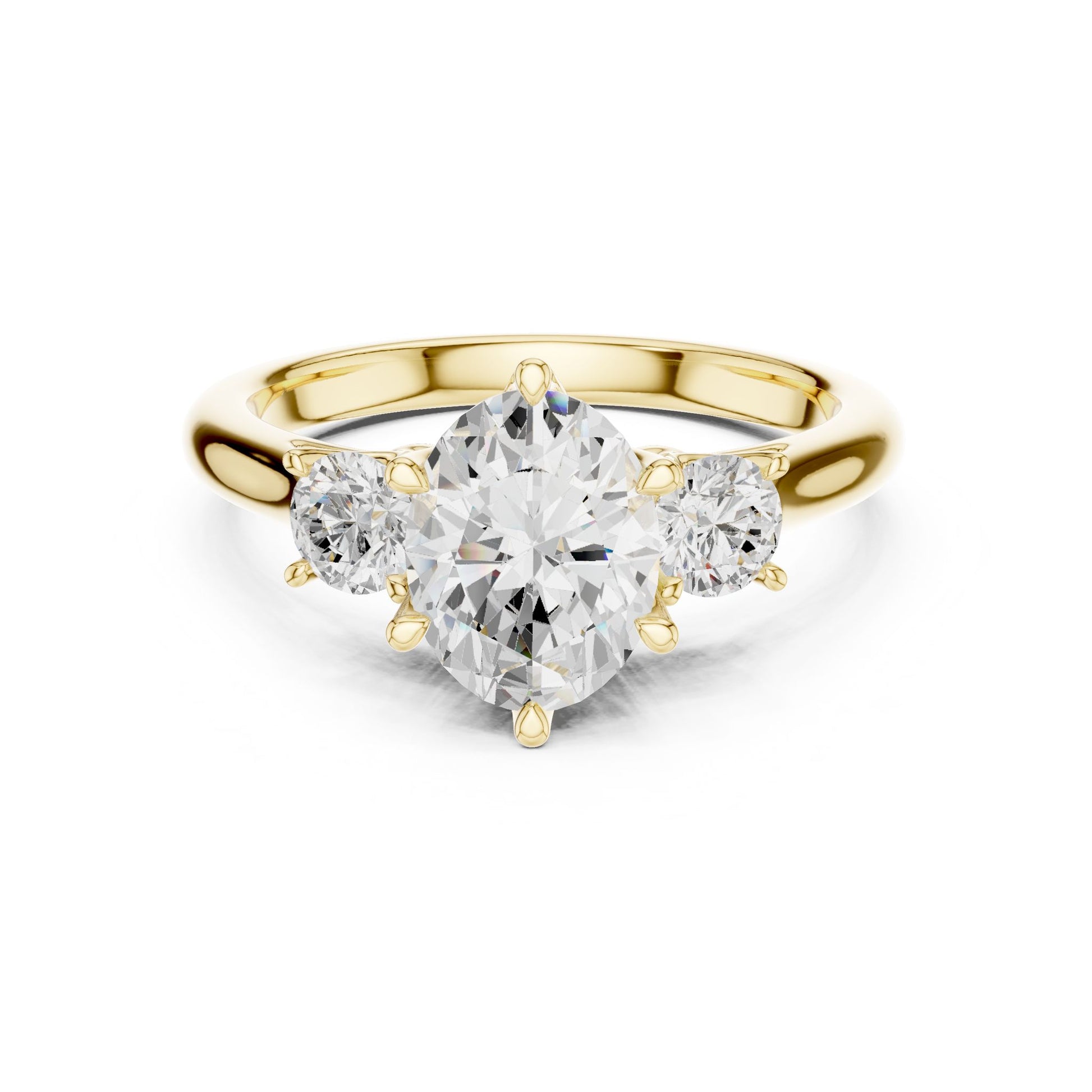 Round Lab Grown Diamond Three-Stone Engagement Ring