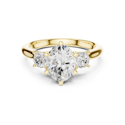 Round Lab Grown Diamond Three-Stone Engagement Ring