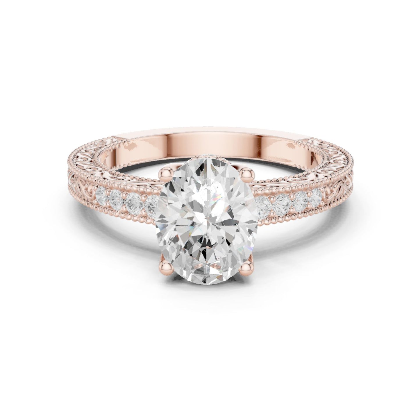 Round Lab Grown Diamond Vintage Engagement Ring