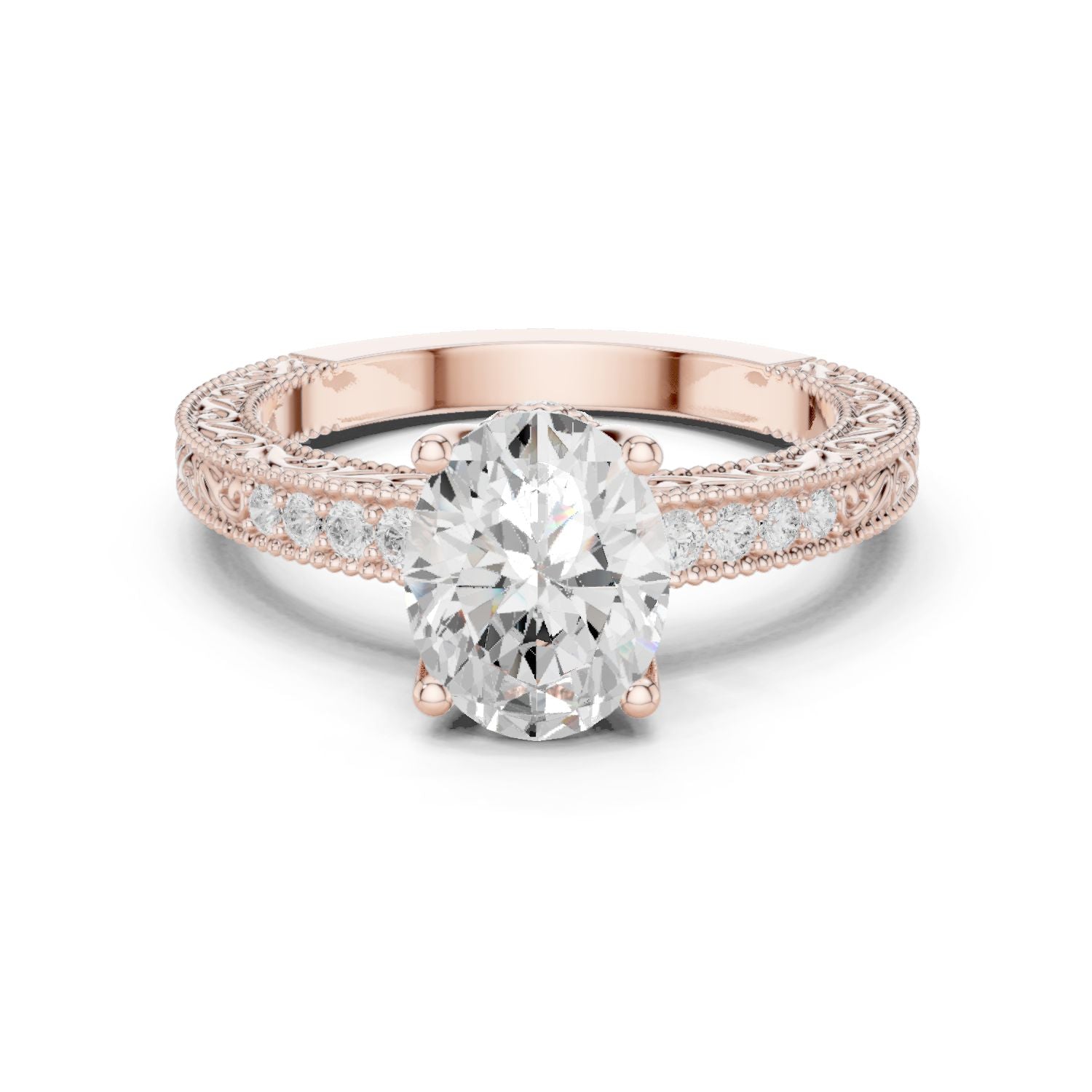 Round Lab Grown Diamond Vintage Engagement Ring