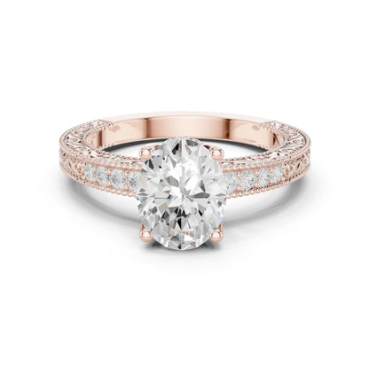Round Lab Grown Diamond Vintage Engagement Ring