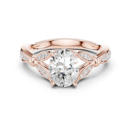 Round Lab Grown Diamond Vintage Engagement Ring
