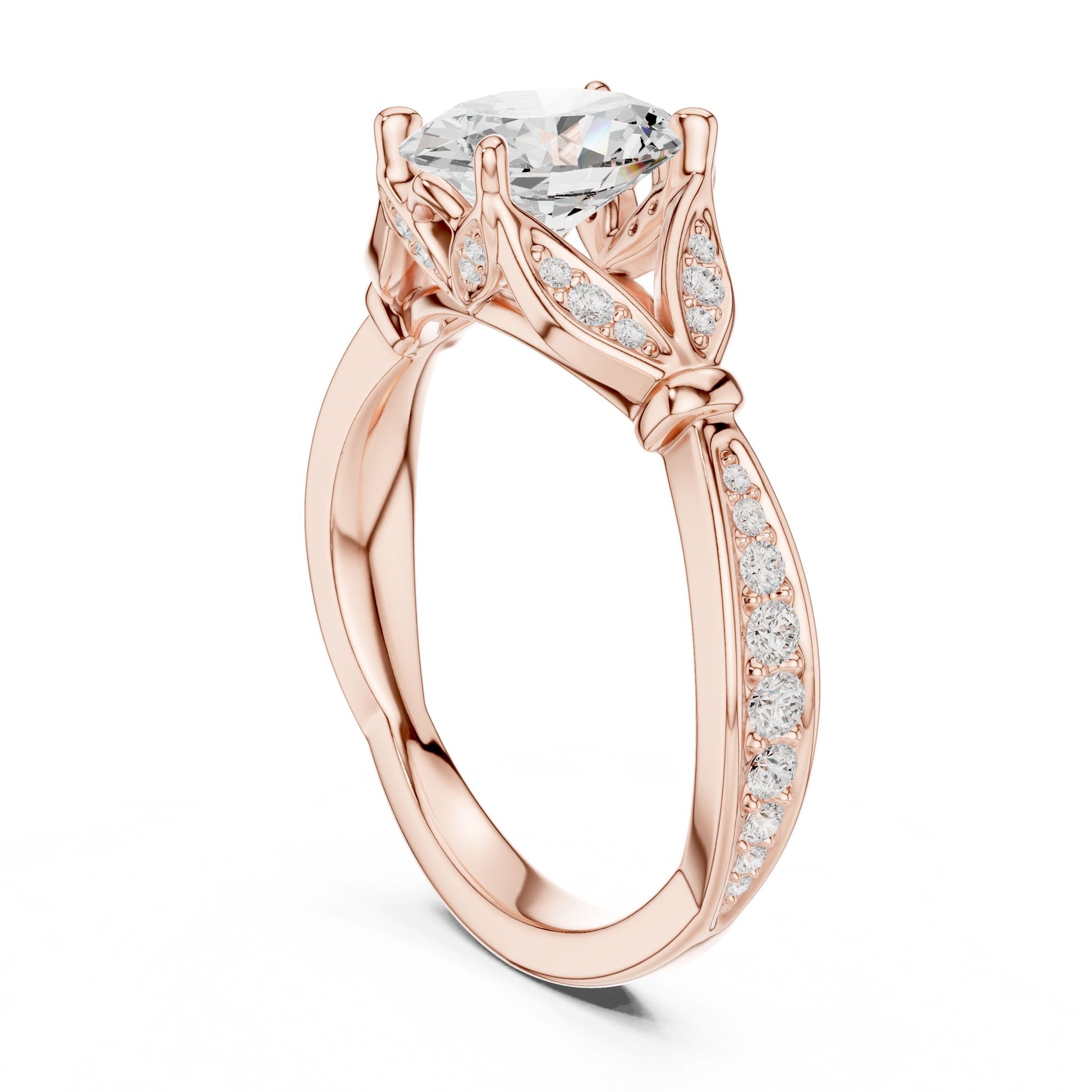 Round Lab Grown Diamond Vintage Engagement Ring