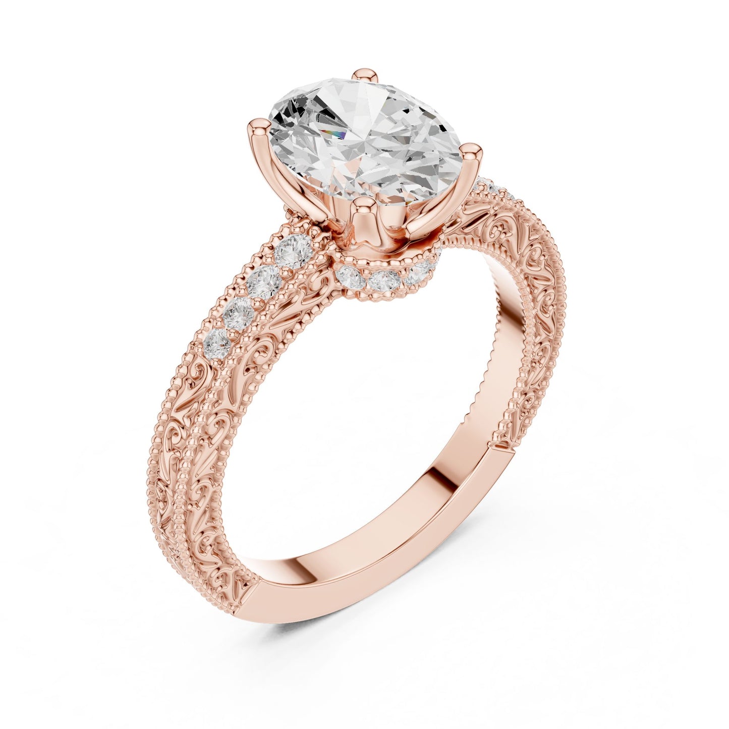 Round Lab Grown Diamond Vintage Engagement Ring