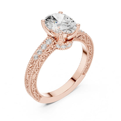 Round Lab Grown Diamond Vintage Engagement Ring