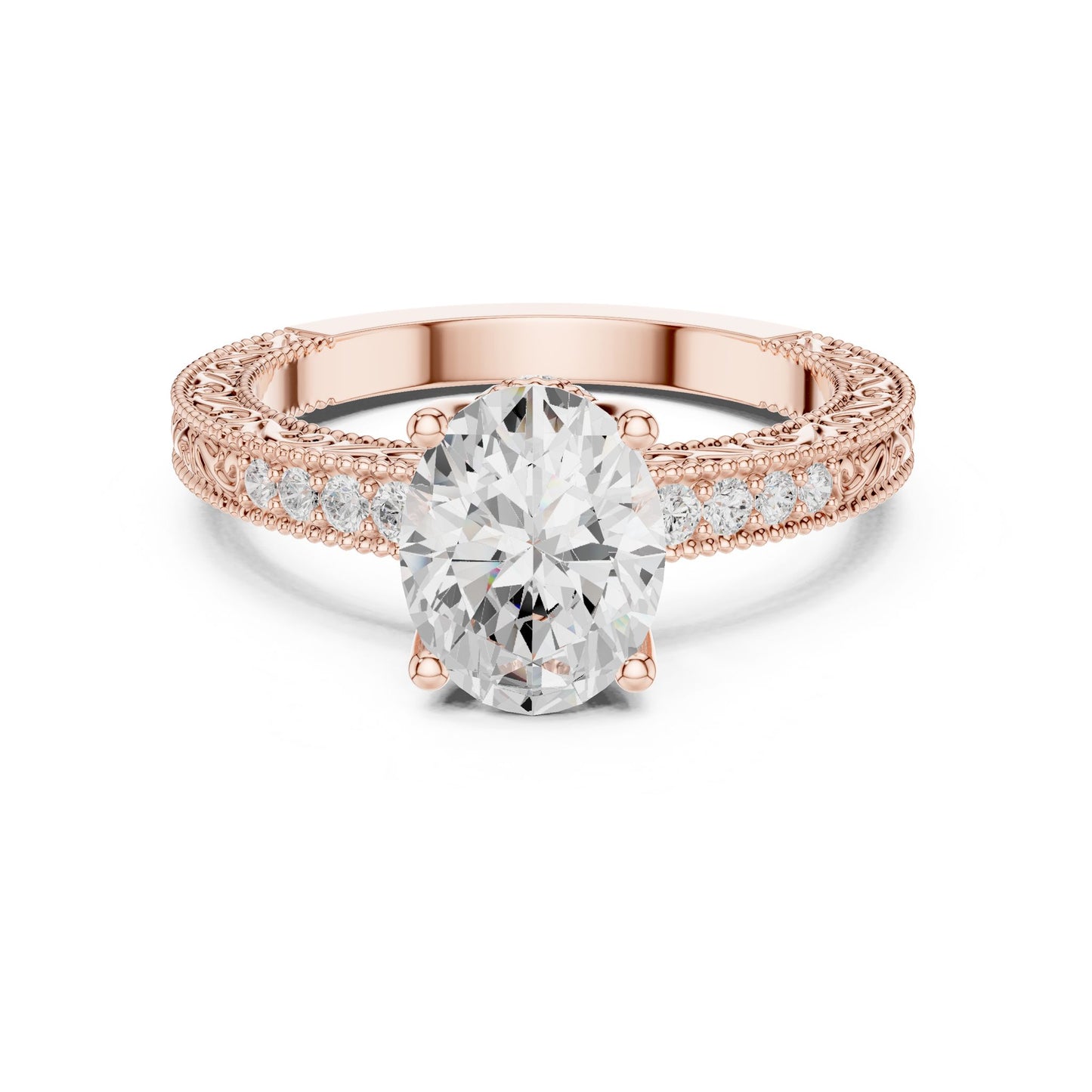 Round Lab Grown Diamond Vintage Engagement Ring