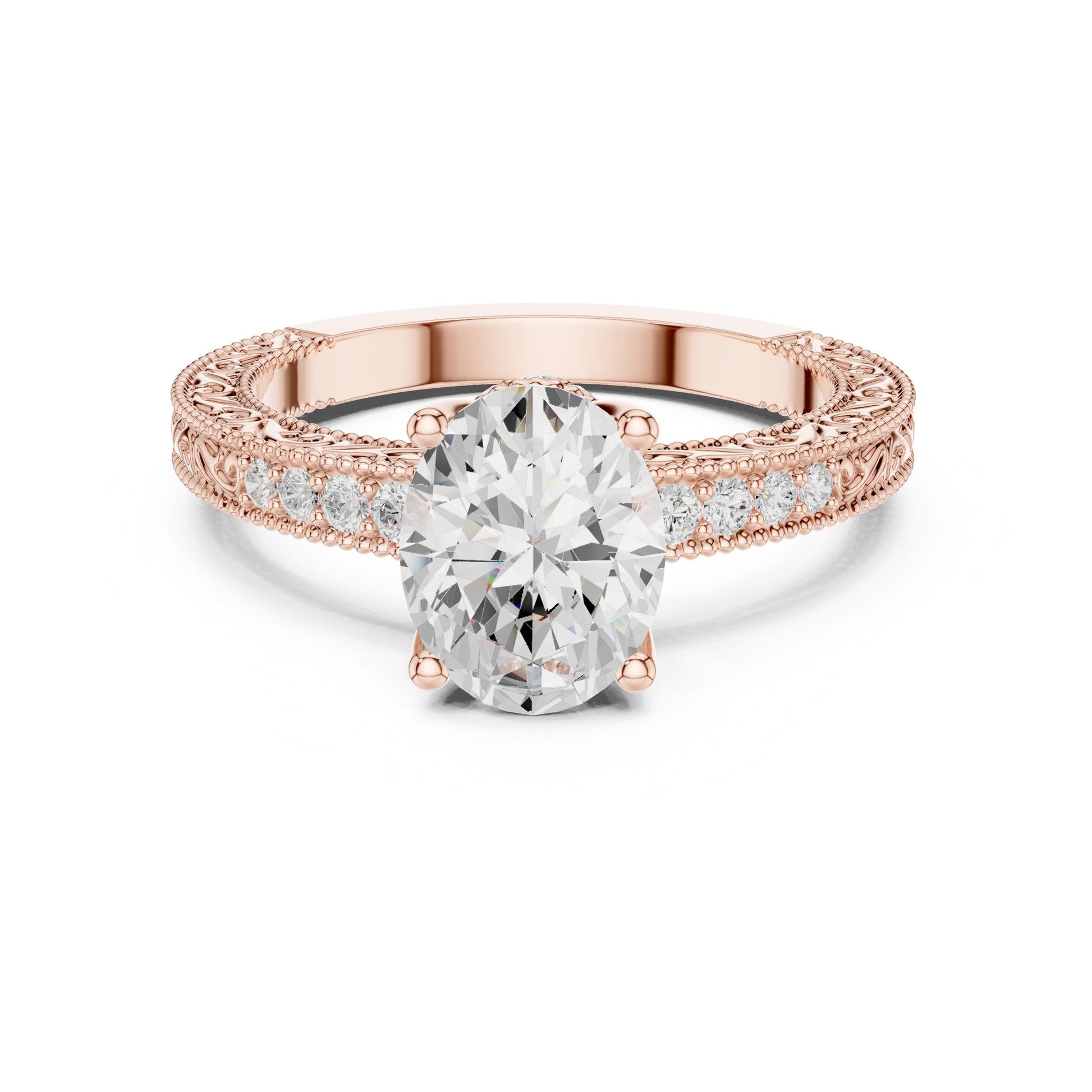 Round Lab Grown Diamond Vintage Engagement Ring