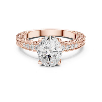 Round Lab Grown Diamond Vintage Engagement Ring