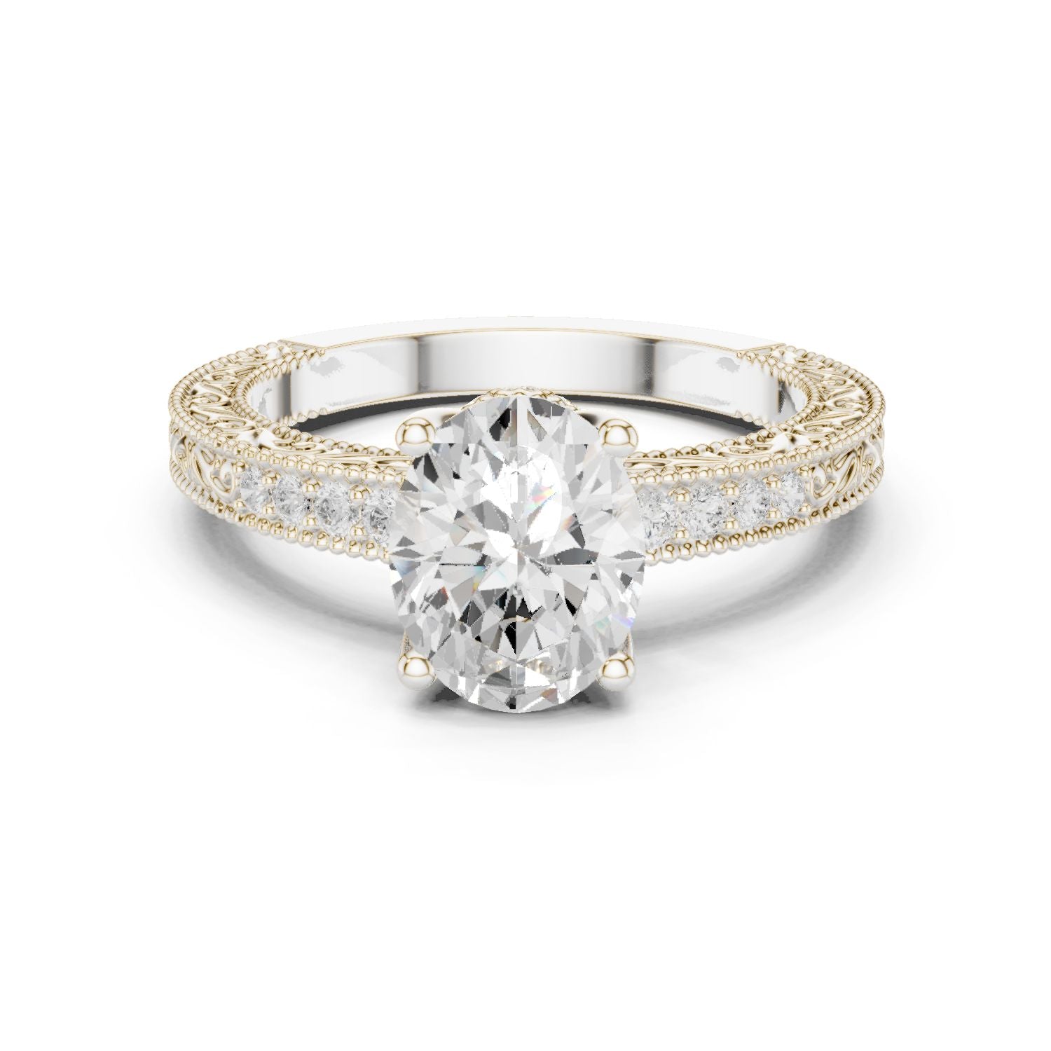 Round Lab Grown Diamond Vintage Engagement Ring