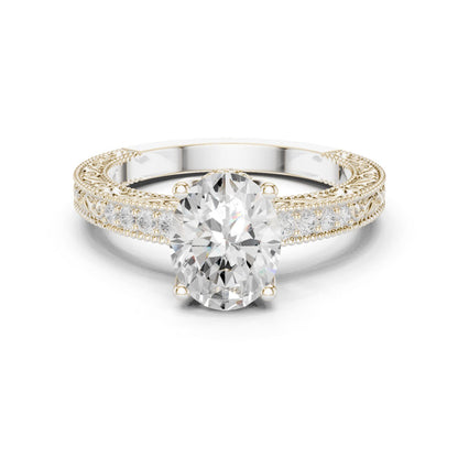 Round Lab Grown Diamond Vintage Engagement Ring