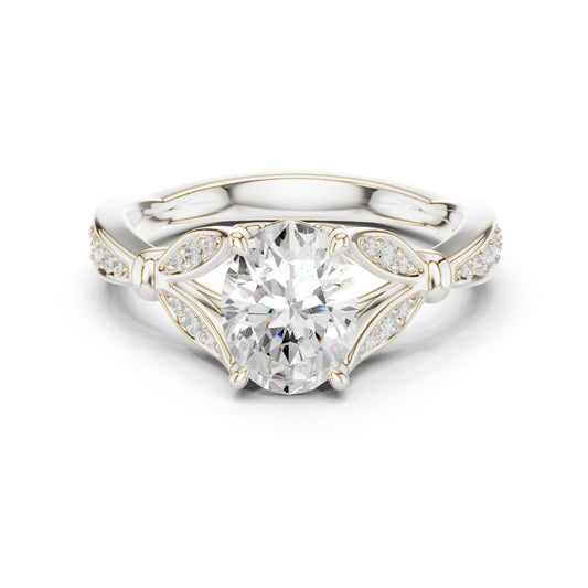 Round Lab Grown Diamond Vintage Engagement Ring