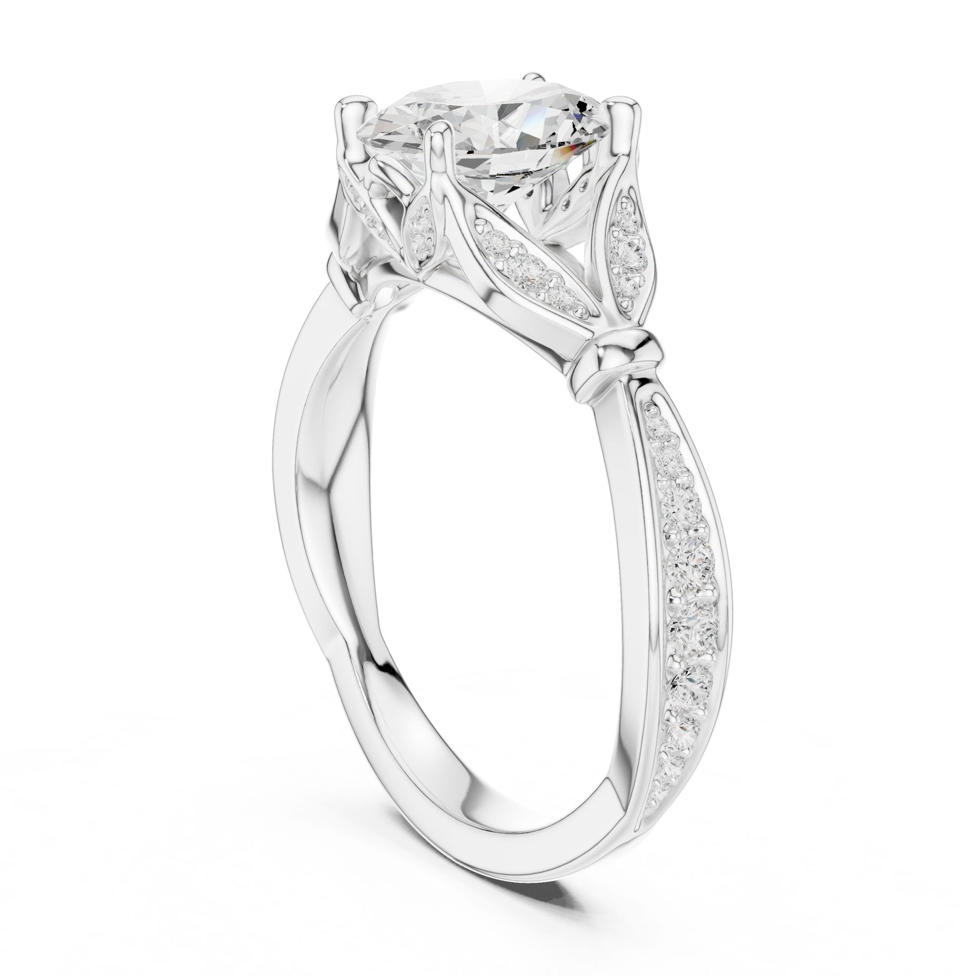 Round Lab Grown Diamond Vintage Engagement Ring