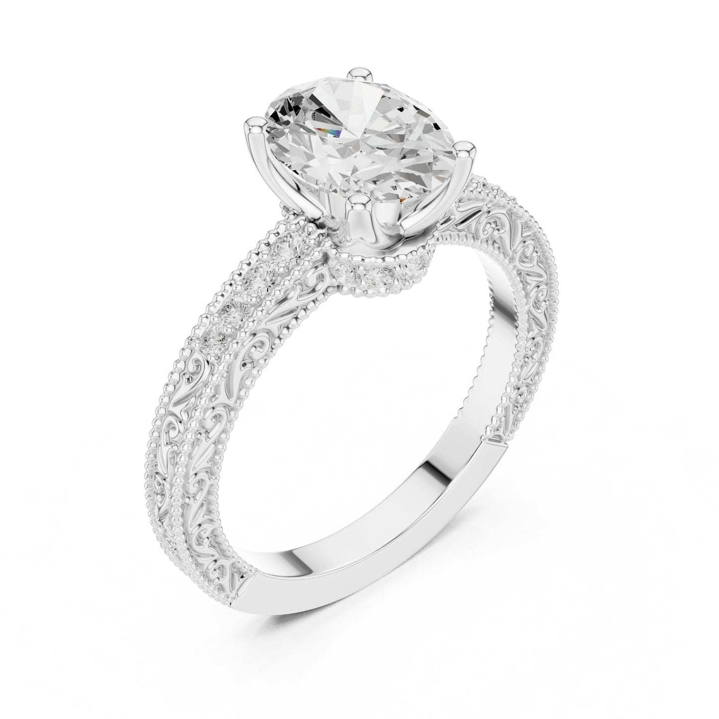 Round Lab Grown Diamond Vintage Engagement Ring