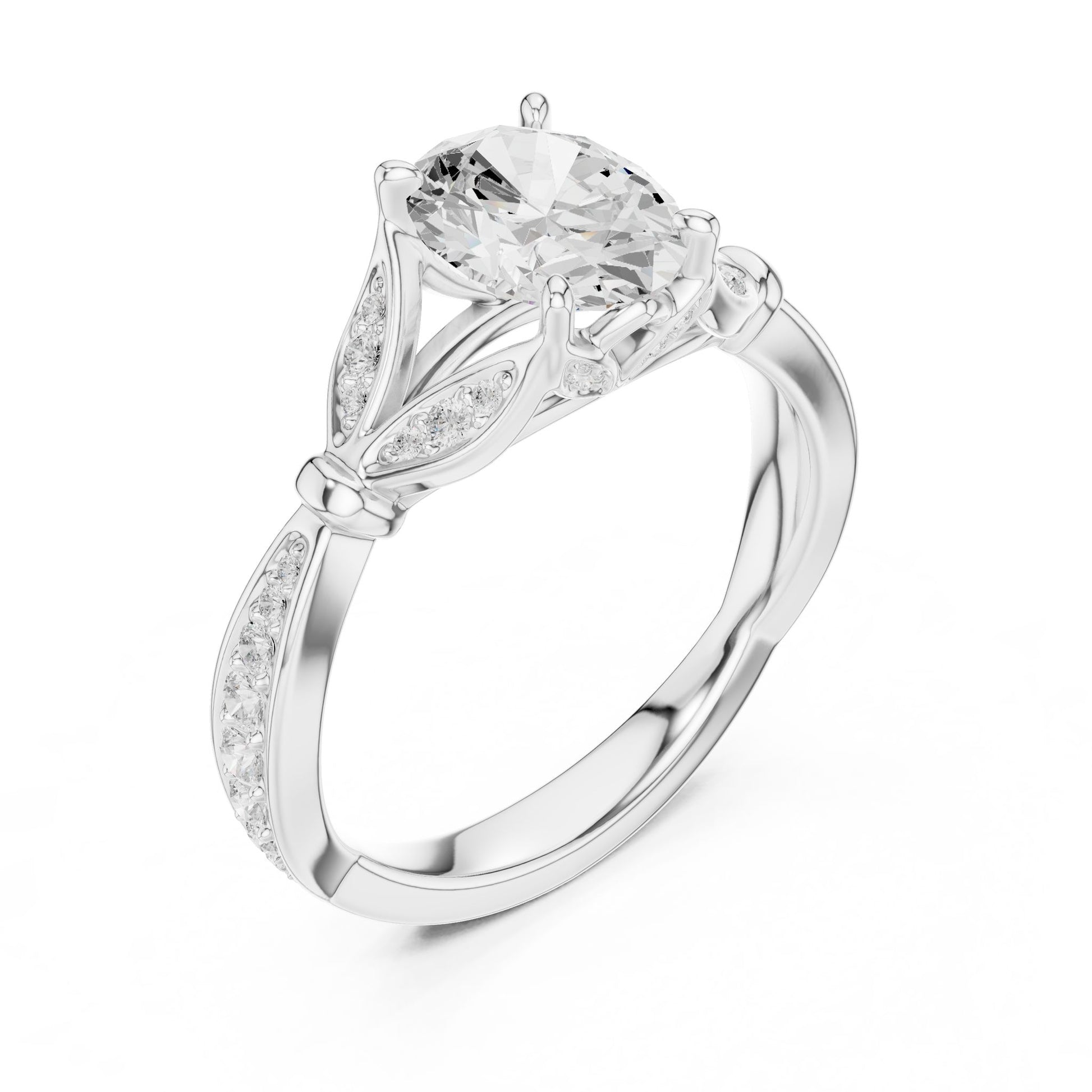 Round Lab Grown Diamond Vintage Engagement Ring