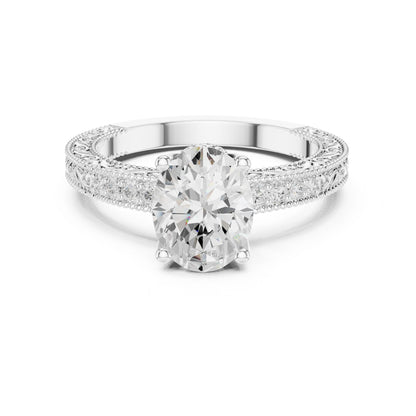 Round Lab Grown Diamond Vintage Engagement Ring