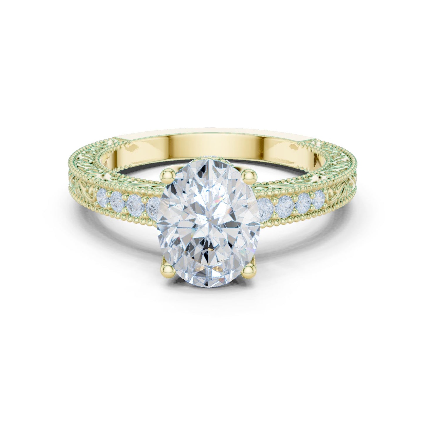 Round Lab Grown Diamond Vintage Engagement Ring