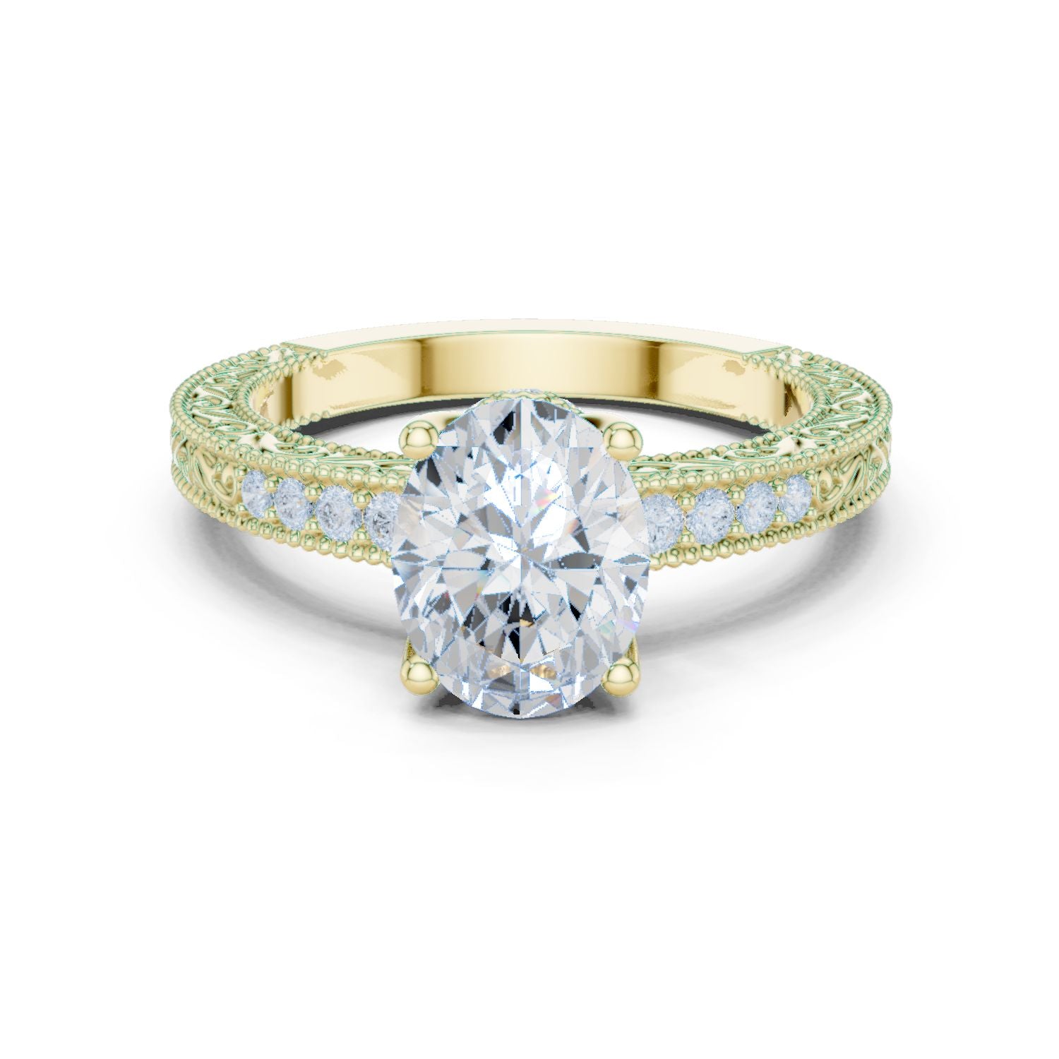 Round Lab Grown Diamond Vintage Engagement Ring